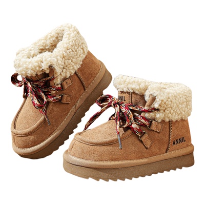 ANNIL/安奈儿加绒儿童鞋冬季中大童鞋可爱蝴蝶结潮款儿童雪地靴