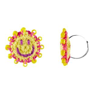 小黄香蕉原创手钩新品笑脸戒指女设计小众时尚个性独特夸张戒指