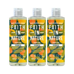 FaithInNature西柚甜橙洗发水三瓶装无硅油果香控油蓬松天然进口