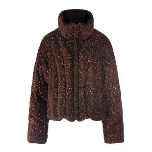 EVAOUXIU星光熠熠重工亮片鸭绒羽绒服25冬季新款加厚短款保暖外套