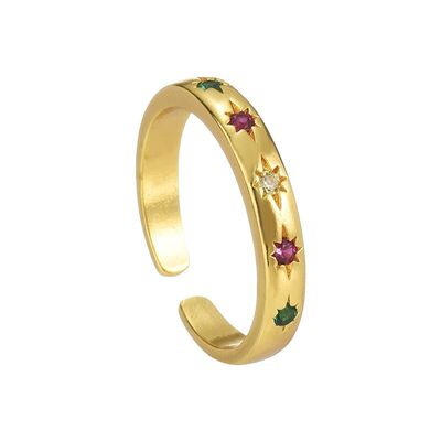 彩色锆石戒指日韩星星冷淡风女