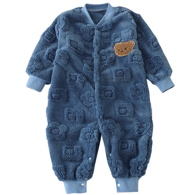 提花绒连体衣秋冬季睡袋男女宝