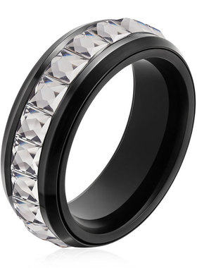 暗黑废土风钛钢可转动解压男戒