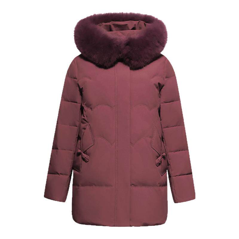 狐狸毛领短款羽绒服雪中飞妈妈款