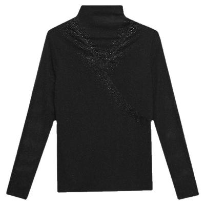 蕾丝网纱打底衫女长袖半高领上衣