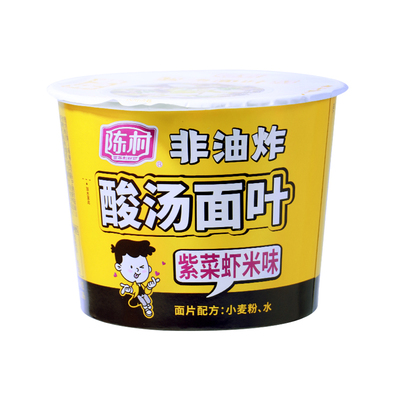 陈村酸汤面叶速食紫菜虾米味桶装