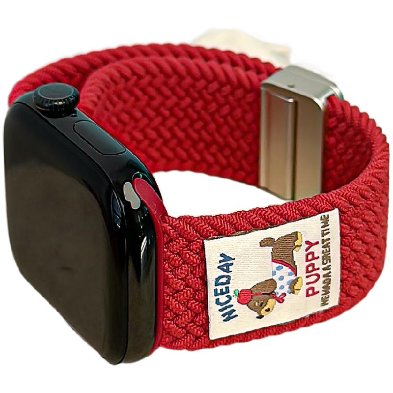 适用iWatch腊肠编织尼龙磁吸表带