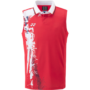 YONEX尤尼克斯中国羽毛球队大赛服套装翻领无袖运动T恤速干10483