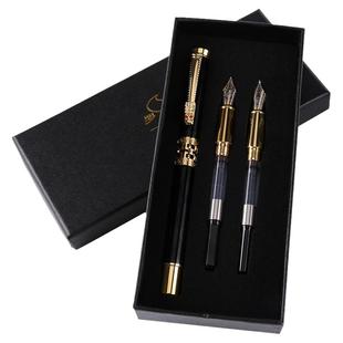 罗氏钢笔三笔头美工弯头弯尖成人练字书法笔学生用男士高档金属中性笔签名签字专用私人定制LOGO免费刻字