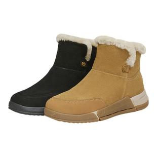 Bata雪顶靴女冬商场新款牛剖皮保暖厚底时尚雪地靴AWW41DD4
