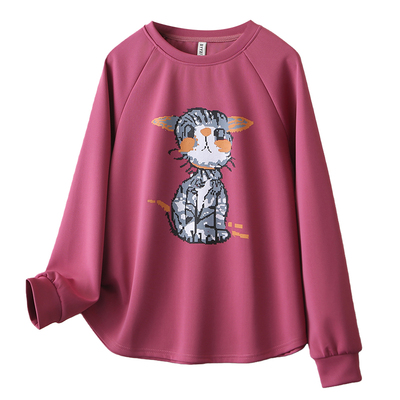 大码春装卫衣女插肩袖春秋款上衣