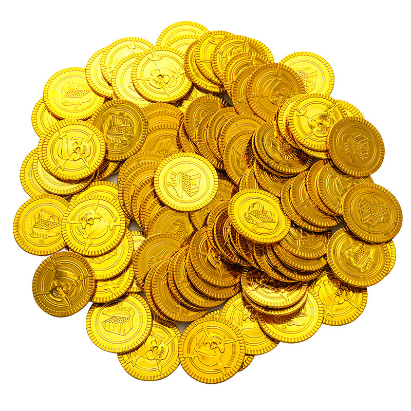 金币道具奖励游戏抓假硬币筹码仿真塑料海盗宝藏儿童奖励财宝钱币