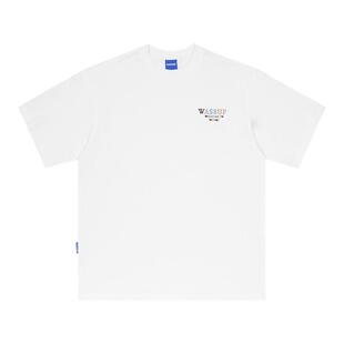 WASSUP彩绘字母刺绣T恤短袖男女款夏季宽松百搭情侣圆领体恤上衣