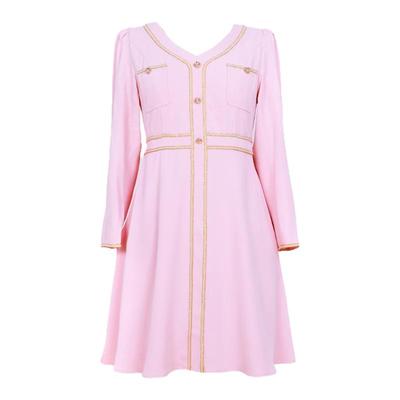 大码女装2025秋季v领新款连衣裙