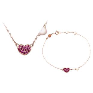 意大利OG新年爱心饰品925银镀玫瑰金简约小草莓项链手链套装