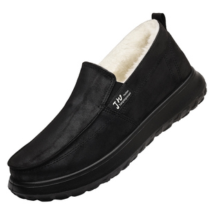 达官贵人2025冬季新款男鞋羊毛加厚保暖抗寒男士棉鞋一脚蹬驾车鞋