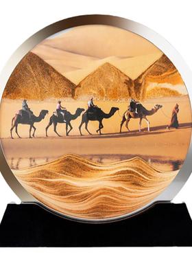 双面流沙画沙漏摆件自带风景图