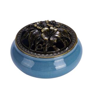 陶瓷盘香炉熏艾条室内焚香盒檀香蚊香炉香薰炉盘香插香托镂空防火