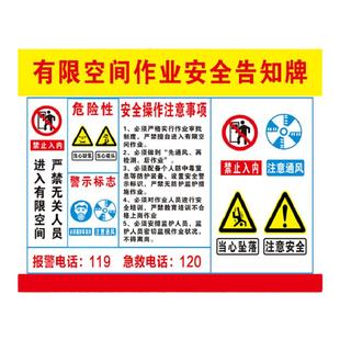 有限空间安全告知牌受限空间作业警示牌标识牌警示标志警告密闭风险点未经许可严禁入内告示指示贴纸定制定做