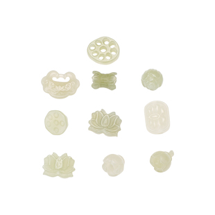 天然莲花和田玉手串配件diy玉石手链小吊坠挂件项链玉坠串珠材料