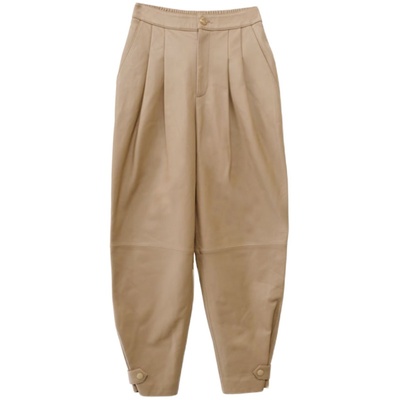 中高腰欧美风纯小羊皮裤子