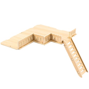 金丝熊仓鼠平台二层笼子配件内造景玩家具爬楼梯房子围栏用品实木