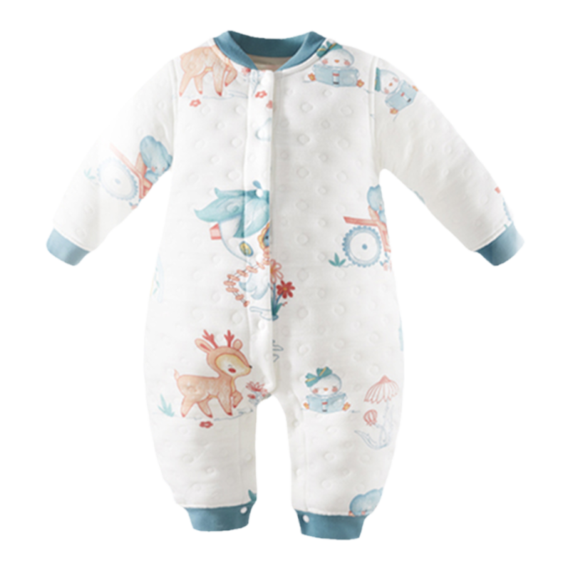 贝肽斯夹棉连体衣婴儿秋冬季衣服新生儿宝宝秋装三层空气棉外出服