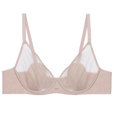 爱慕25夏新品织锦花瓣内衣女3/4薄衬垫大胸显小文胸AM13C261