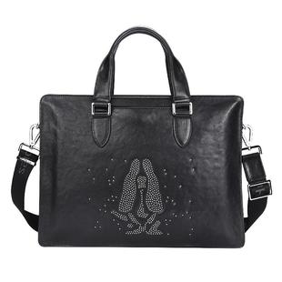 暇步士男士商务公文包新款时尚休闲真皮手提包男通勤电脑包手拎包