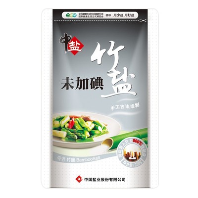中盐三和园竹盐250g*5未加碘盐甲状腺 食用盐正品无碘碱性竹盐