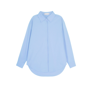 NEVA HU 白色长袖衬衫女气质通勤韩版复古港味宽松休闲男友风衬衣