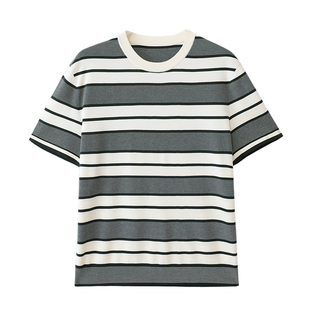 【云感生活】高支长绒棉四平针法 舒适松弛圆领短袖T恤衫 DAT980