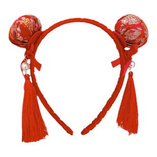 周岁红色流苏发箍女童2024新款发卡儿童可爱头箍本命年龙汉服头饰