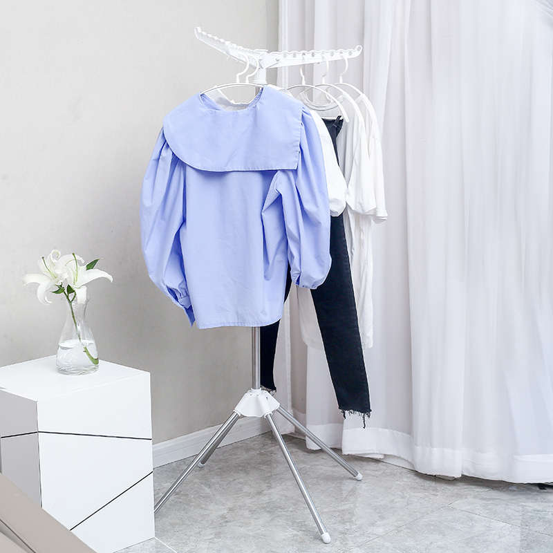 不锈钢简单晾衣架落地折叠室内外阳台单杆式旅行挂衣架便携衣服架