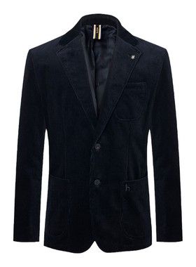 HAZZYS哈吉斯秋冬灯芯绒商务西装外套西服男素色休闲通勤单西上衣