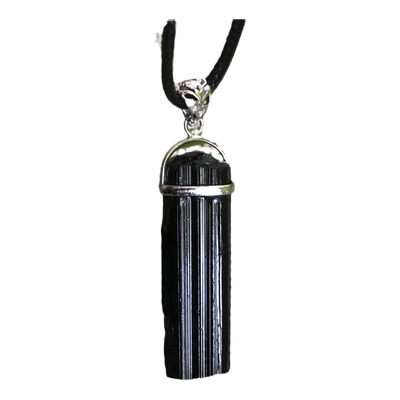 天然黑碧玺吊坠925银镶嵌