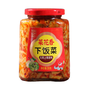 菜花香下饭菜350g瓶装四川泡菜红油香辣脆口榨菜开味咸菜爽口菜芯