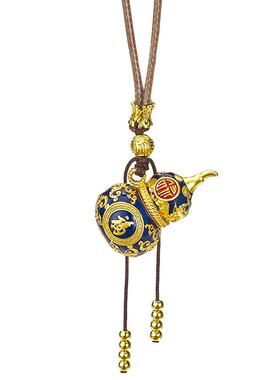 足银999蓝色福字葫芦绳链