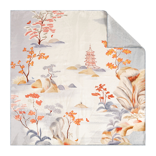 万事利重磅19姆米真丝丝巾女提花手工卷边工艺桑蚕丝中方巾杭城韵