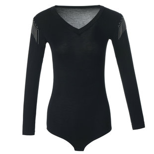 形体训练服装女高端春秋长袖模特流苏走秀套装优雅仪态练功服上衣