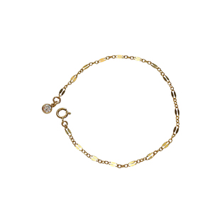 TYUSHA金片闪闪的中古风/美国14K包金单钻手链女轻奢精致不褪色