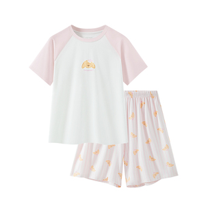 莫代尔初中生夏季短袖睡衣女大童居家空调服青少年女孩高中生睡衣