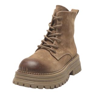 复古磨砂牛皮加绒保暖马丁靴女2025年秋冬季新款短靴高级感靴子女