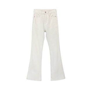 自带长腿te效！！四面弹白色九分微喇裤女小个子高腰显瘦牛仔裤新