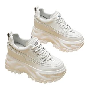 户外增高内增高10cm老爹鞋女真皮厚底2025小白鞋休闲运动松糕坡跟