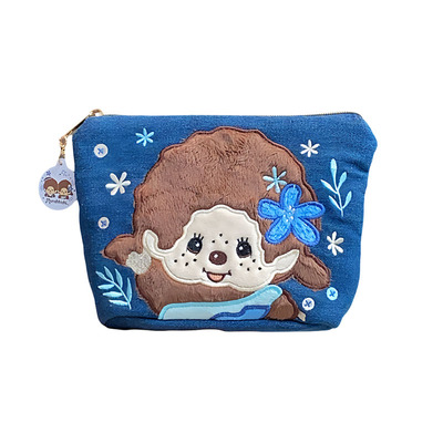 日系卡通毛绒刺绣可爱手拿包