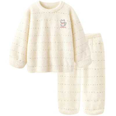 睡衣女款冬季半边绒加厚保暖套装