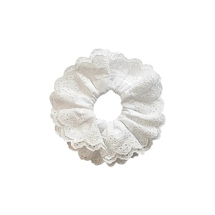 赵露思同款法式慵懒风白色蕾丝花边大肠发圈头绳扎头发皮筋头饰女