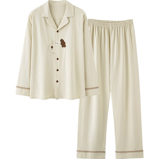 思莉太太情侣睡衣女春秋款纯棉长袖2025新款可爱网红风男士家居服