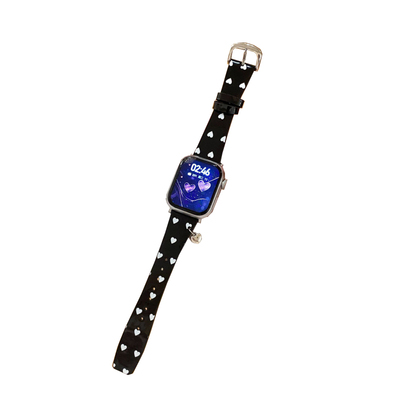 适用苹果s11手表表带s10漆皮爱心